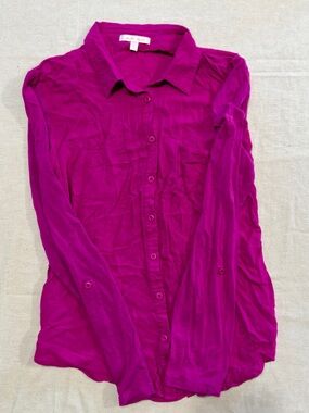 Under Skies Button-Down Shirt in Fuchsia